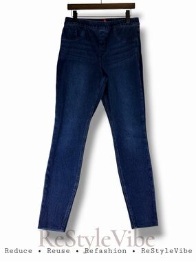 SPANX Women’s Size L Denim Jean Jegging Legging Stretch High Rise Skinny Pull On